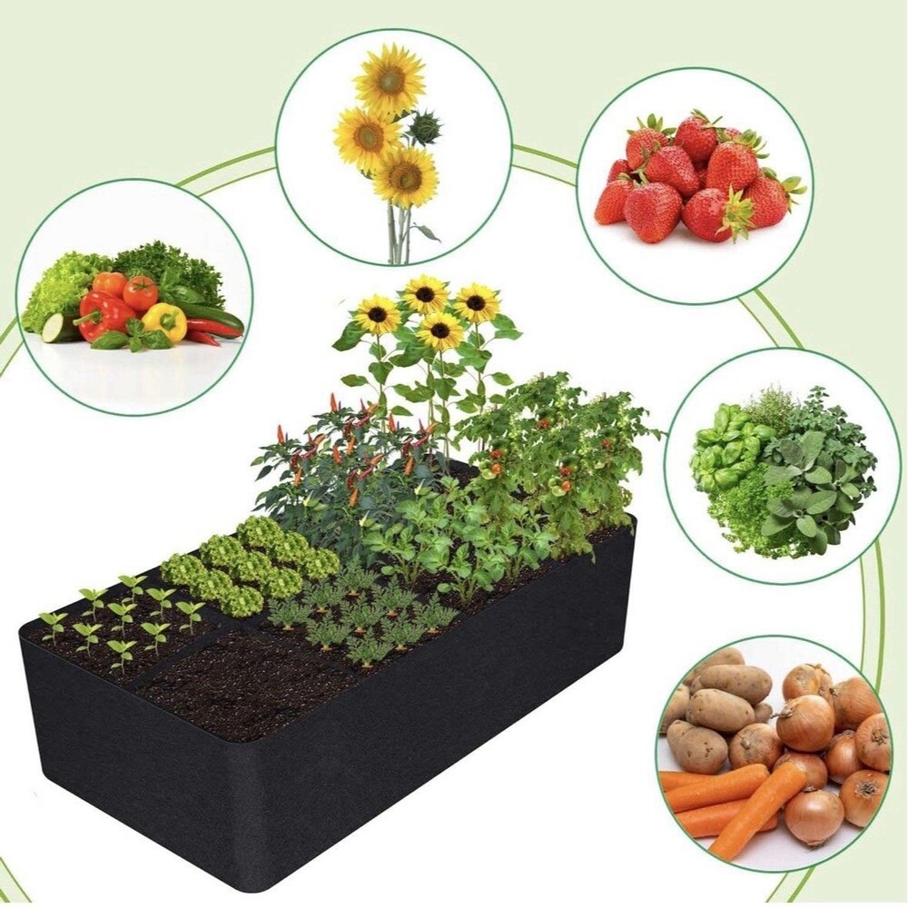 Raised Garden Bed 128 Gallon 6 x 3FT Fabric Grow Bag Large 8 Grid Vegetables - Picture 5 of 7